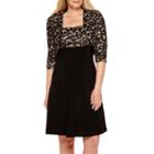 R & M Richards 3/4 Sleeve Lace Jacket Dress - Petite