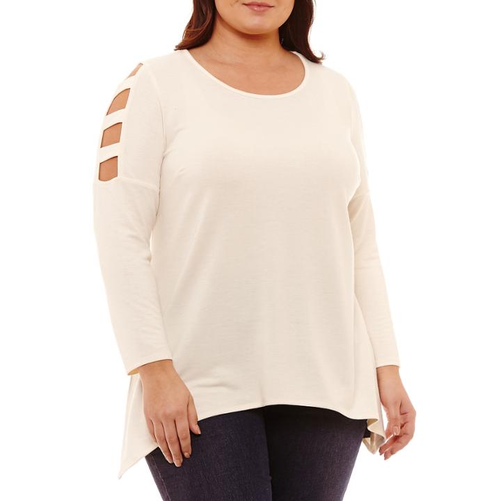 Byer California Long Sleeve Round Neck T-shirt-womens Plus