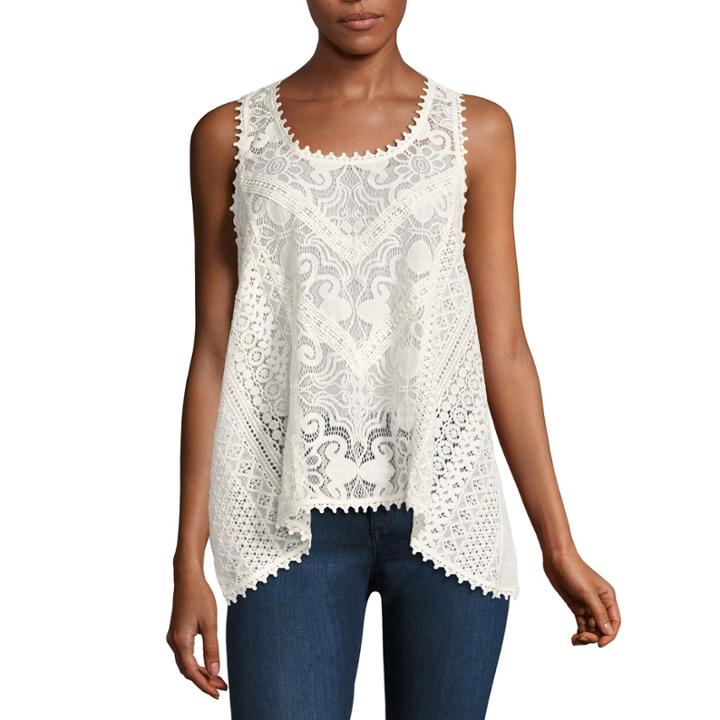 Eyeshadow Lace Tank Top-juniors