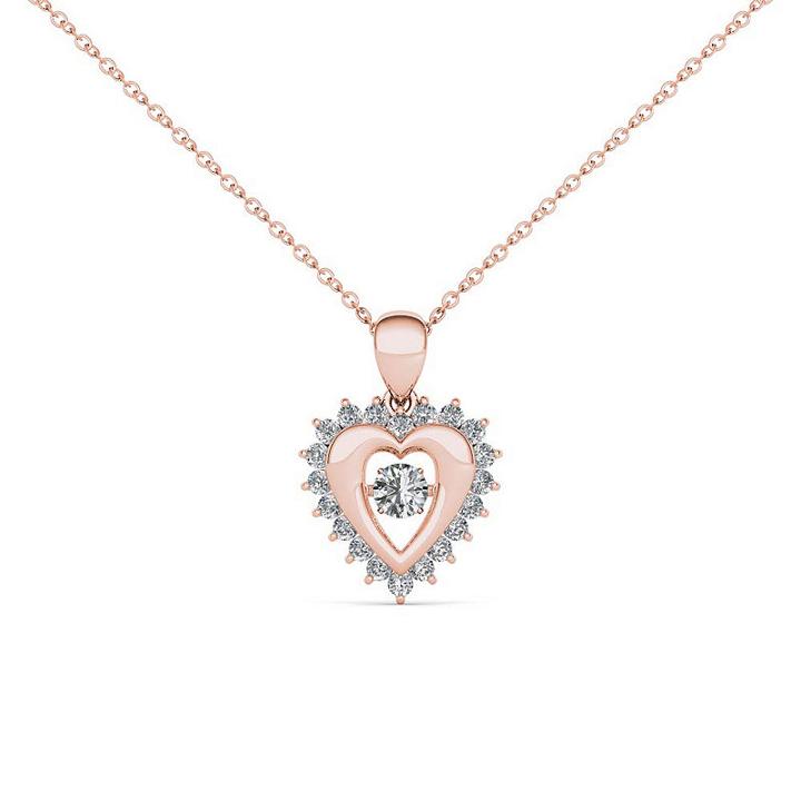 Love In Motion Womens 1/4 Ct. T.w. Genuine White Diamond Heart Pendant