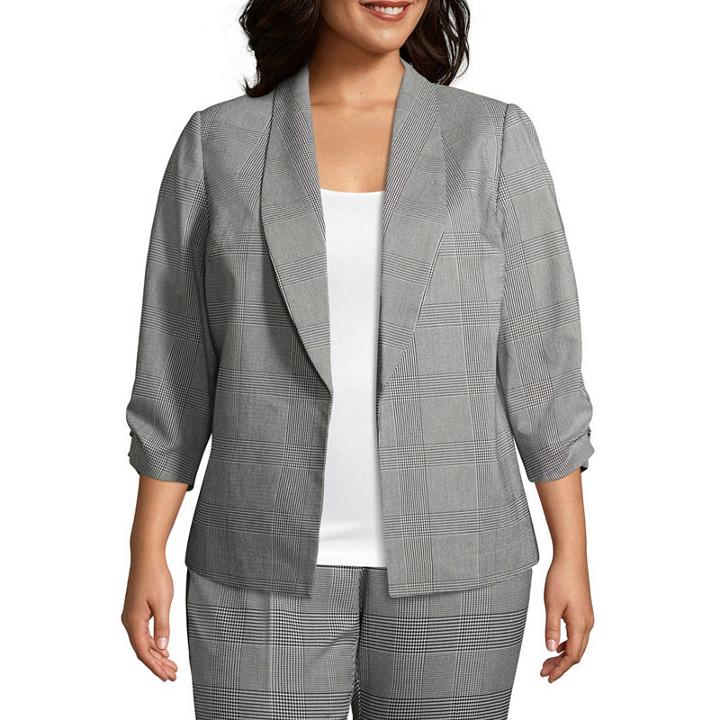 Worthington Cinch Sleeve Printed Blazer - Plus