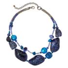 Aris By Treska Baltimore Blue Bead 2-row Chunky Necklace