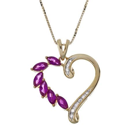 Lab-created Ruby And White Sapphire Heart Pendant Necklace
