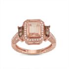 Simulated Morganite And 1/4 C.t. T.w.diamond 10k Rose Gold Ring
