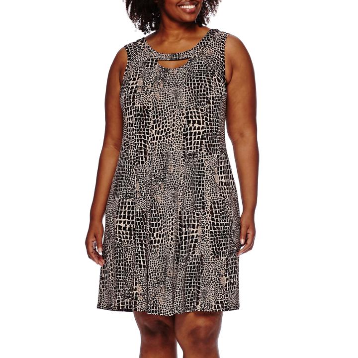 Danny & Nicole Sleeveless Animal Fit-and-flare Dress - Plus