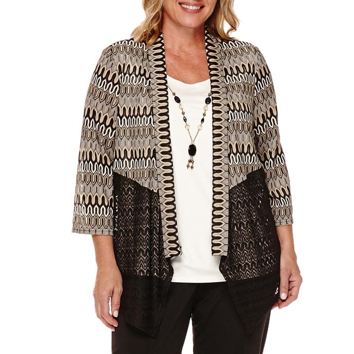 Alfred Dunner Madison Park Spliced Flame-stitch Layered Top - Plus