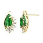 Lab-created Emerald & Lab-created White Sapphire 14k Gold Over Silver Earrings