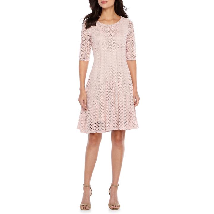 Rabbit Design Elbow Sleeve Fit & Flare Dress