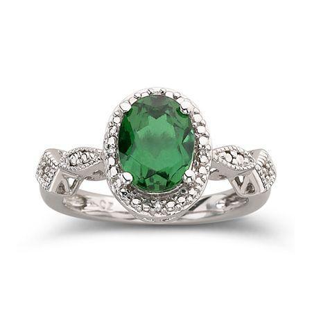 Lab-created Emerald Ring In Sterling Silver