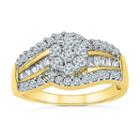 Womens 1 Ct. T.w. Multi-shape White Diamond Gold Engagement Ring
