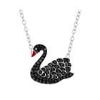 Animal Planet&trade; Australia Black Swan Crystal Sterling Silver Pendant Necklace