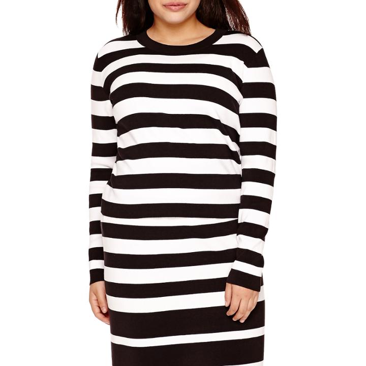 Belle + Sky Long-sleeve Striped Bodycon Top