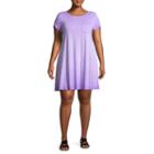 Arizona Short Sleeve Stripe A-line Dress-juniors Plus