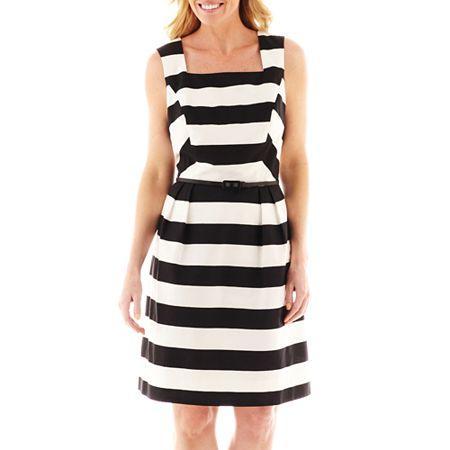 Liz Claiborne Sleeveless Striped Fit-and-flare Dress