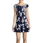 Robbie Bee Cap-sleeve Floral Print Fit-and-flare Dress