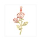 14k Two-tone Gold Double Roses Charm Pendant