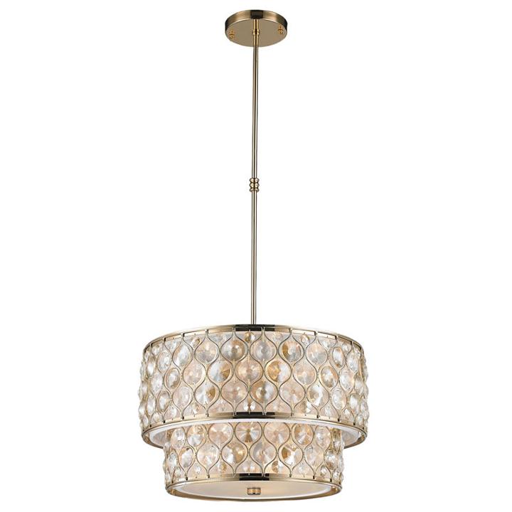 Paris Collection 9 Light Clear And Golden Teak Crystal Pendant