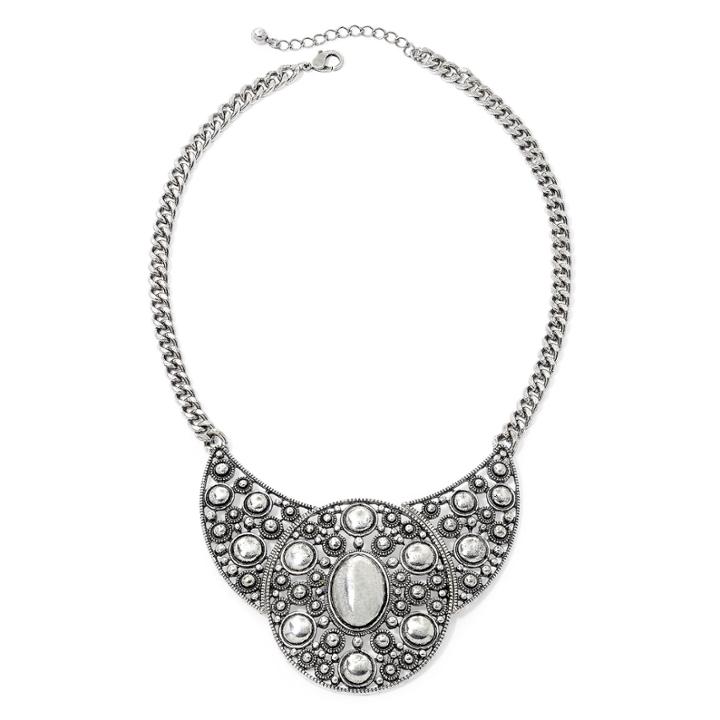 Mixit&trade; Antiqued Silver-tone Crescent Collar Necklace