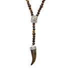 Inox Jewelry Mens Tiger's Eye Bead & Stainless Steel Rosary Necklace