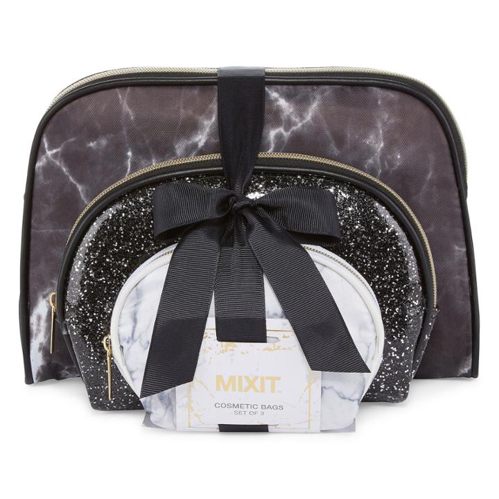 Mixit 3-pc Black And White Makeup Bag