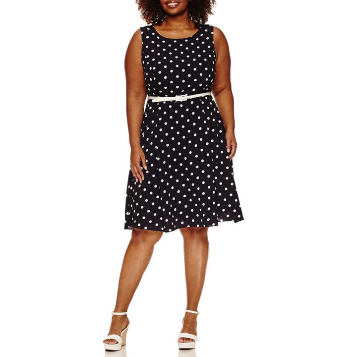 Ronni Nicole Sleeveless Belted Fit & Flare Dress-plus