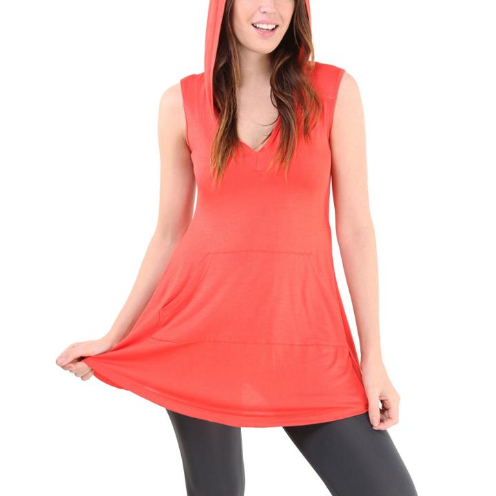 24/7 Comfort Apparel Sleeveless Tunic Knit Hoodie