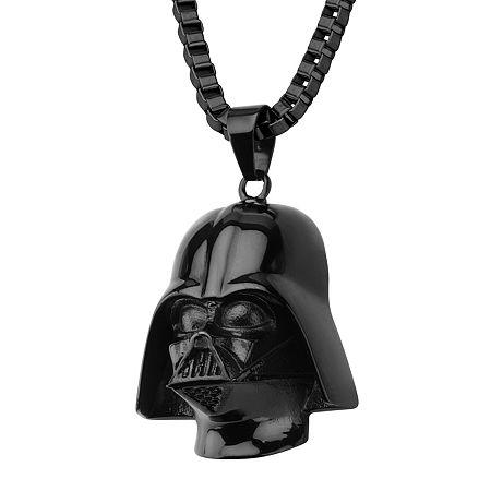 Star Wars Darth Vader Mens 3d Stainless Steel & Black Ip Pendant Necklace