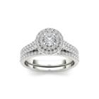 1 Ct. T.w. Diamond 10k White Halo Bridal Ring Set