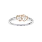 Diamond-accent 10k Two-tone Gold Double-heart Promise Ring
