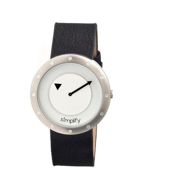 Simplify Unisex The 2200 White Dial Black Leather-band Watch Sim2201