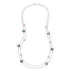 Monet Blue Stone Silver-tone Station Necklace