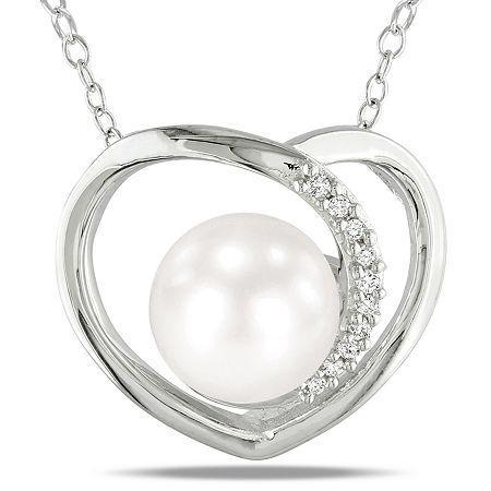 Pearl Pendant Necklace, Diamond Accent Cultured Freshwater