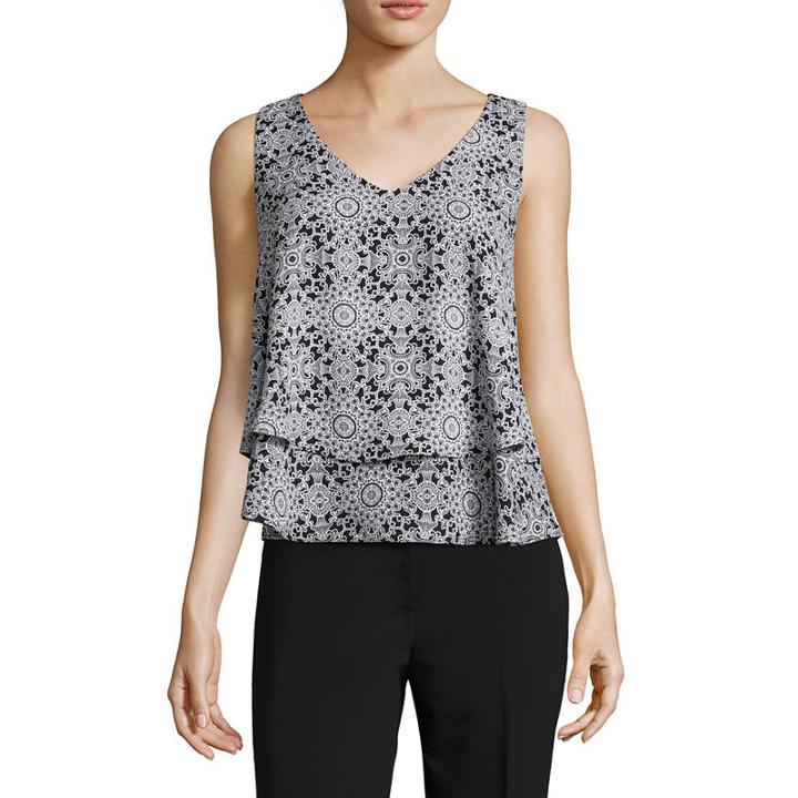 Liz Claiborne Sleeveless V-neck Woven Layered Blouse