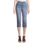 Gloria Vanderbilt Straight Leg Amanda Lace Hem Cutout Capri