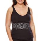 Liz Claiborne Laser Cut Tankini Swim Top - Plus