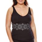 Liz Claiborne Laser Cut Tankini Swim Top - Plus