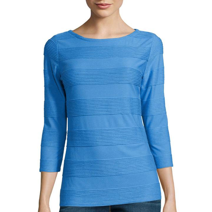 St. John's Bay 3/4-sleeve Textured Boatneck Top