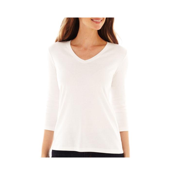 St. John's Bay 3/4-sleeve V-neck Tee