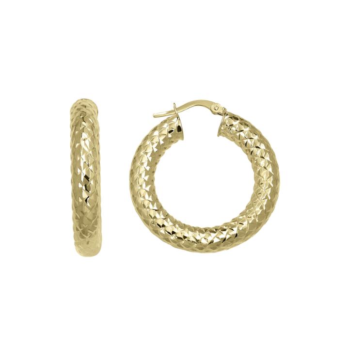 14k Yellow Gold Round Hoop Earrings