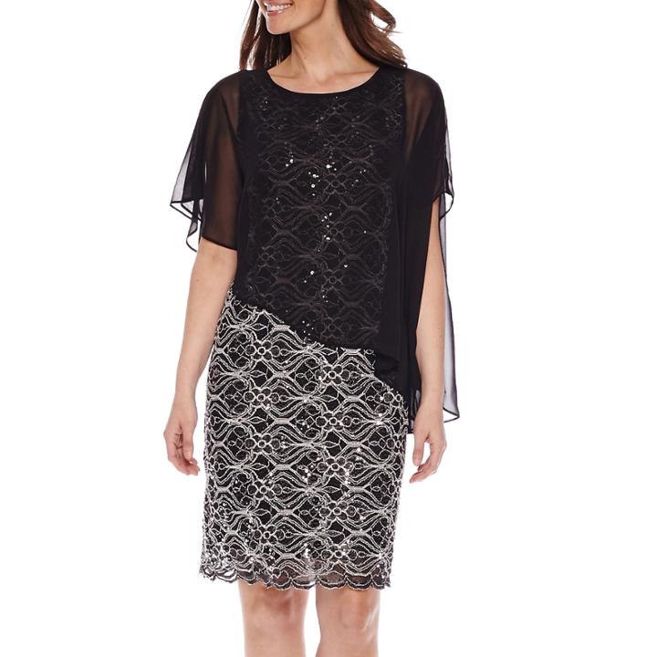Ronni Nicole Sleeveless Lace Cape Dress