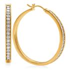 1/10 Ct. T.w. White Diamond 14k Gold Over Silver Hoop Earrings