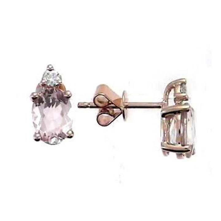Diamond Accent Genuine Pink Morganite 10k Rose Gold 10mm Stud Earrings