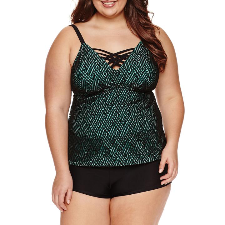 Arizona Pattern Tankini Swimsuit Top-juniors Plus