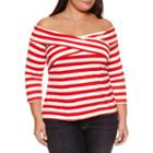 Belle + Sky Long Sleeve Stripe T-shirt-womens Plus