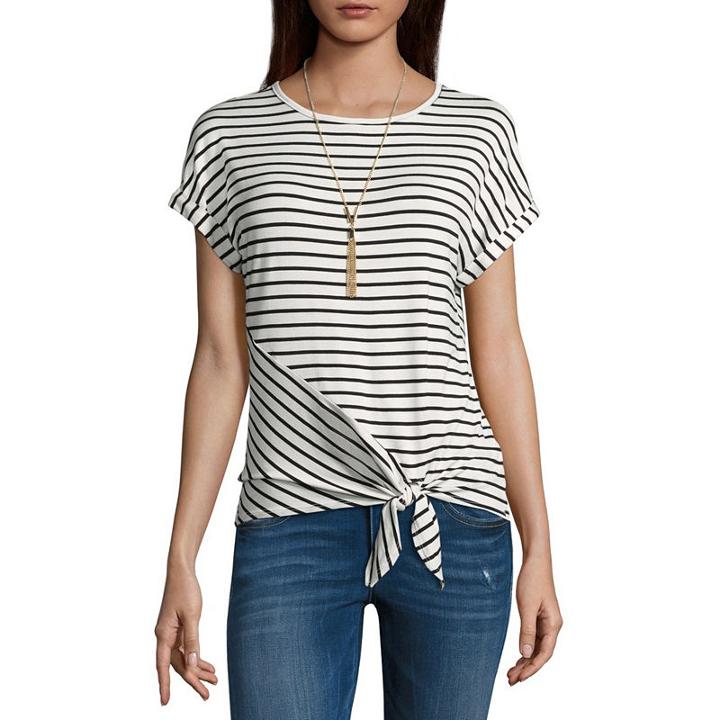 By & By Short Sleeve Crew Neck Jersey Blouse-juniors