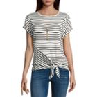 By & By Short Sleeve Crew Neck Jersey Blouse-juniors