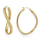 Gold Opulence 14k Gold Over Diamond Resin Diamond-cut Wave Hoop Earrings