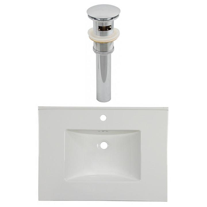 30.75-in. W 1 Hole Ceramic Top Set In White Color- Overflow Drain Incl.