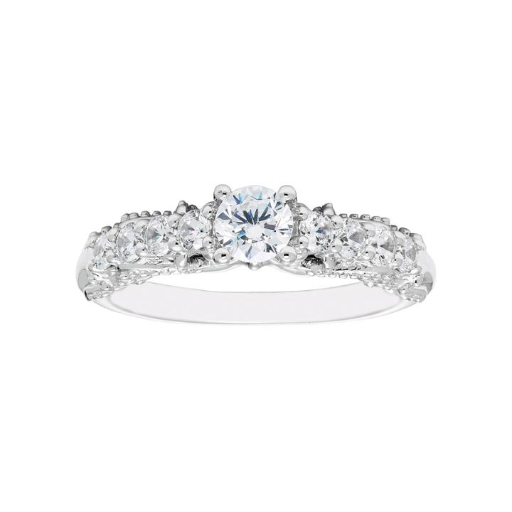 Enchanted By Disney Womens 3/4 Ct. T.w. Genuine Round White Diamond 14k Gold Engagement Ring