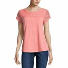 Liz Claiborne Short Sleeve Lace Yoke T-shirt